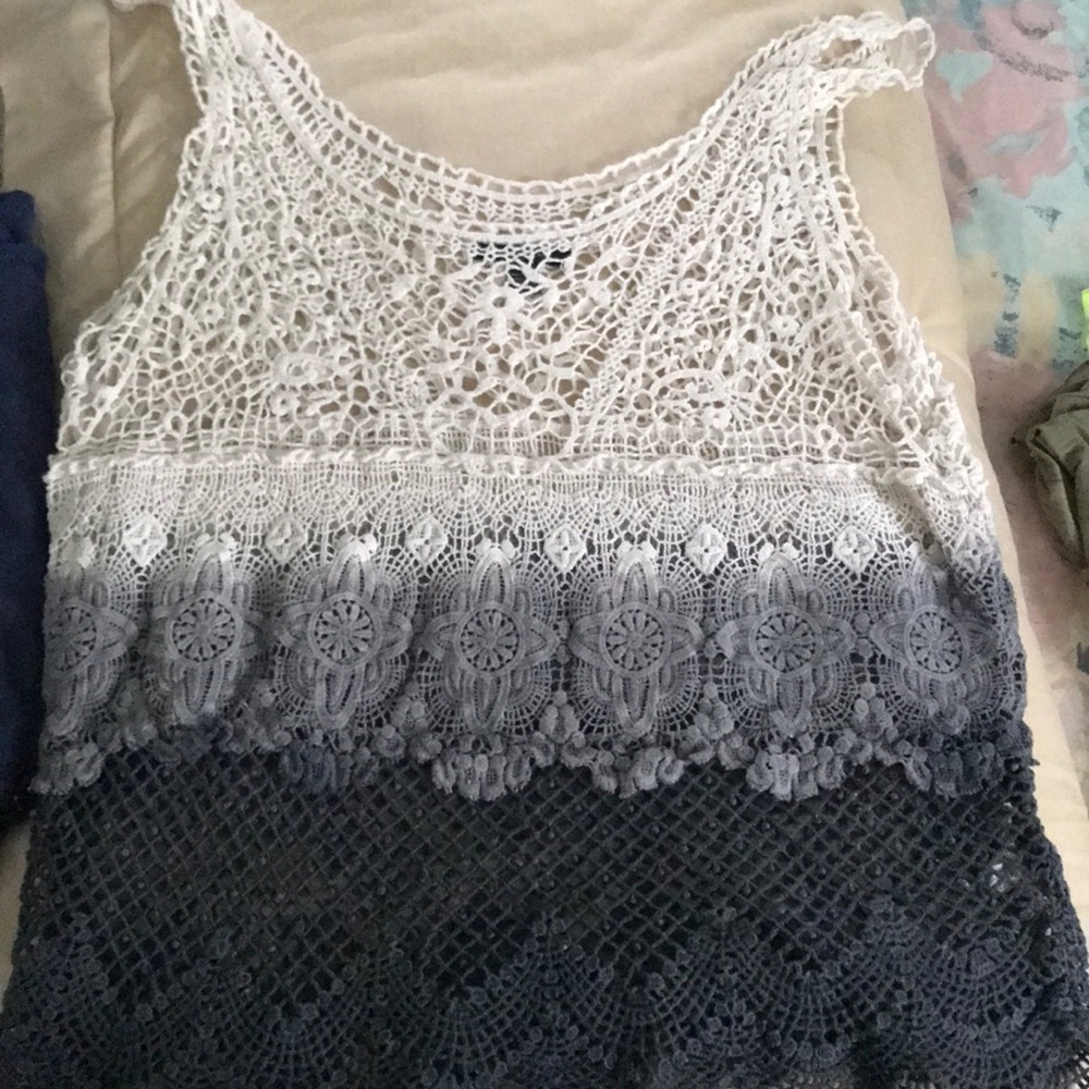 Ombré crochet tank top